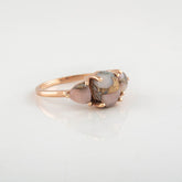 Dainty Pink Opal Copper Rose Gold Gemstone Ring, Handmade Trilogy Gemstone Silver Ring, Delicate Engagement Ring, Anniversary Ring For Women